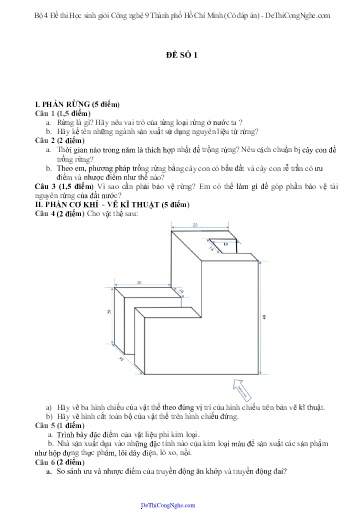 Bộ 4 Đề thi Học sinh giỏi Công nghệ 9 Thành phố Hồ Chí Minh (Có đáp án)